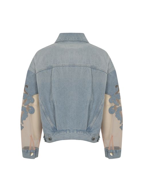 Giubbino Gaborone in denim con maniche in organza PINKO | 104697 A2F5PJM